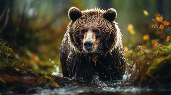 棕熊捕鱼图片