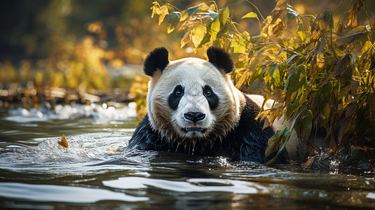 水中大熊猫图片