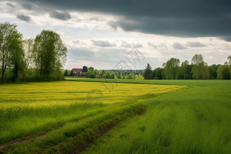 绿色的村庄背景图片