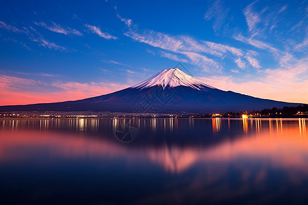 富士山下的城市图片