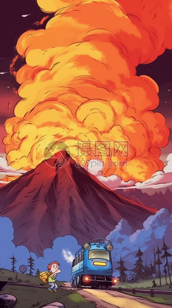 火山爆发插图图片