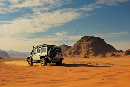 沙漠的吉普车图片