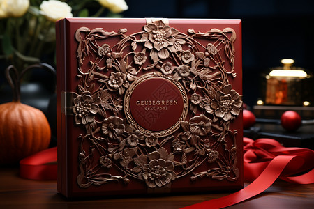 红色包装设计独特月饼包装背景