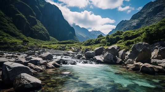 峡谷间的溪流图片