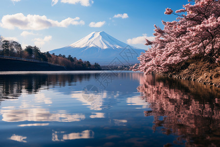 富士山景观日本川口高清图片