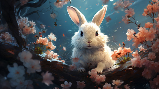 花丛里的兔子图片