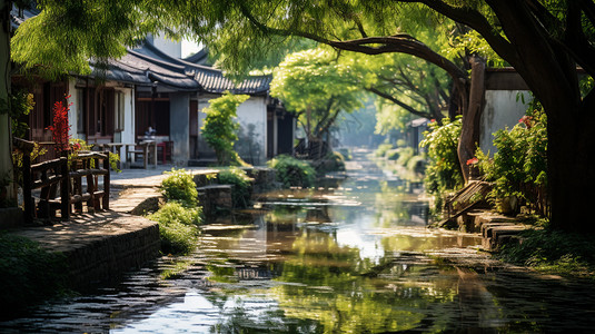 水乡河流风景图片