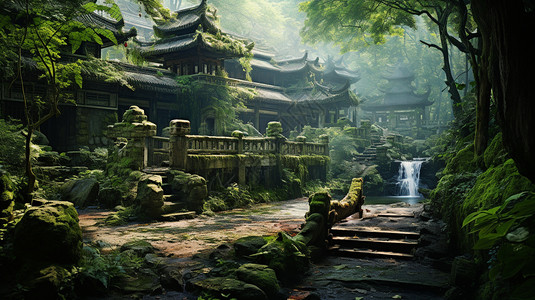 中国园林建筑背景图片