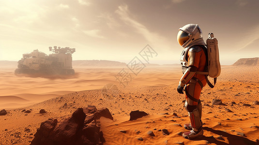 宇航员探索火星图片