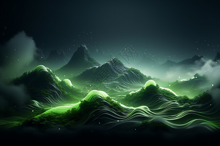 绿色波浪的山脉图片