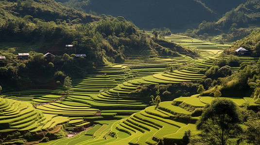 山坡梯田背景图片