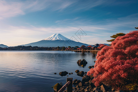 秋天火山自然景观图片
