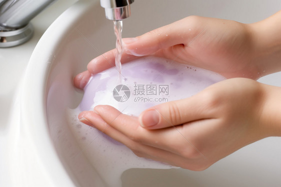 用清洁剂洗手图片