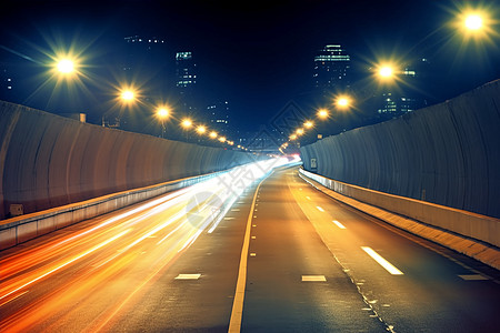 汽车夜间行驶城市交通道路设计图片