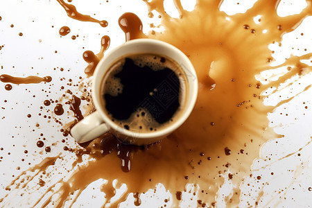 一杯泼洒的咖啡背景图片