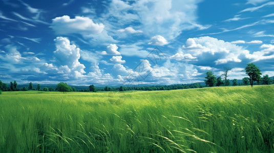 蓝天下广阔的草原图片