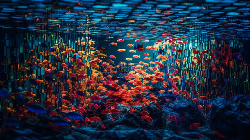 水族馆里的彩色小鱼图片