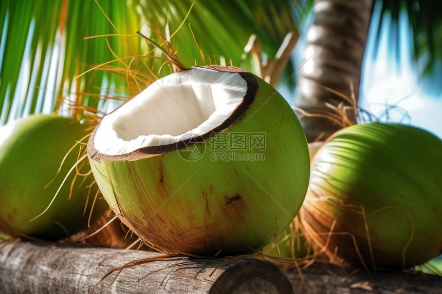 海南新鲜的椰树果实图片