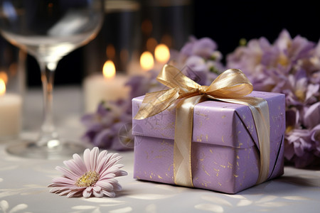 浪漫的紫色系礼物盒背景图片