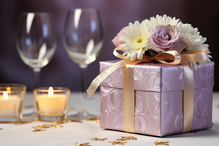 仪式感紫色礼物包装图片