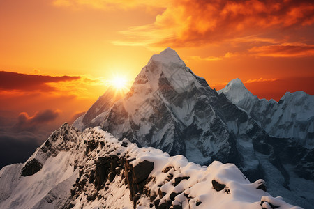 冬季大雪覆盖的山脉背景