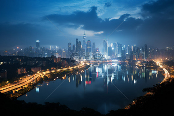 繁华市中心的夜景图片