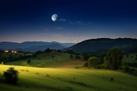 农村夜晚的月亮图片
