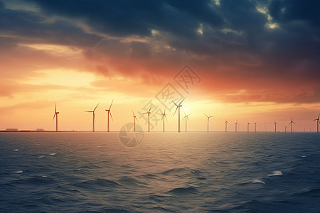 海上的风力发电图片