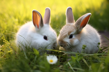 草地上的野兔图片