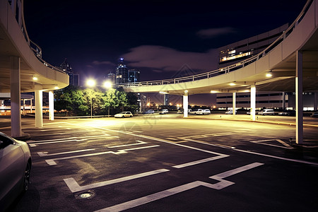夜晚的停车场背景图片