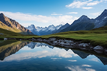 湖泊和山脉的风景图片