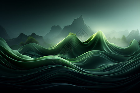 艺术绿色波浪概念插图图片