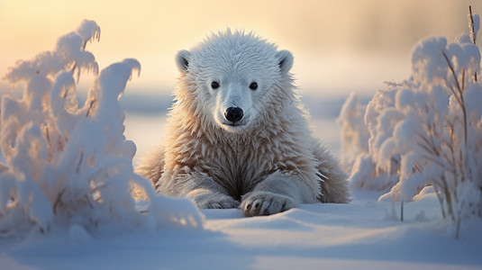 北极北川中的北极熊图片