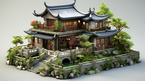 中式豪华别墅建筑图片