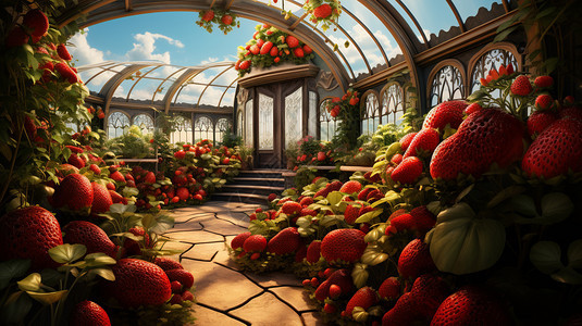 温室种植的草莓图片