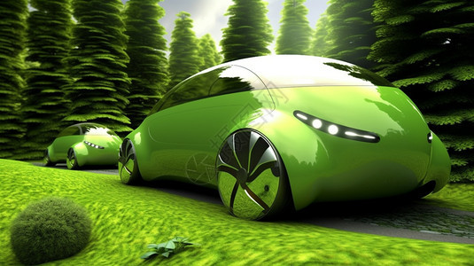 绿色能源的电动汽车图片