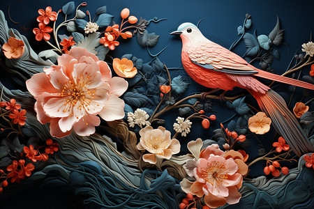 3D花鸟艺术插画图片