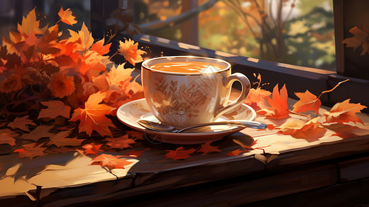 秋天的第一杯奶茶图片