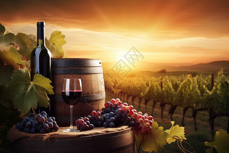 葡萄酒庄园的葡萄酒图片