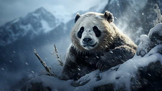冰川中的熊猫图片