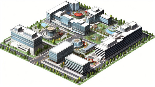3D立体大学校园规划景观图片