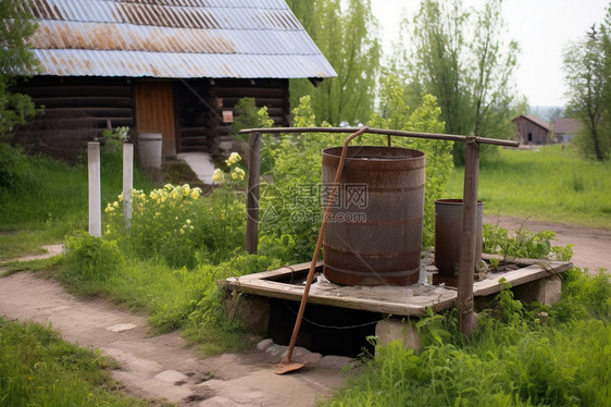 乡村院落中的水井图片