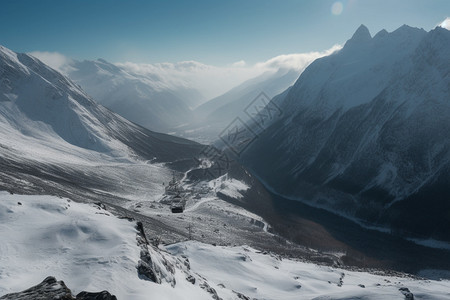 美丽壮观的雪山景观背景图片