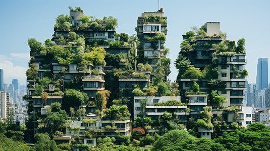绿化能源的城市建筑景观图片