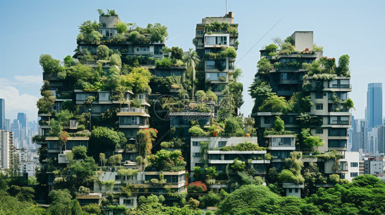 绿化能源的城市建筑景观图片