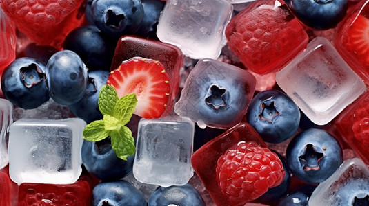 美味的水果冰块图片