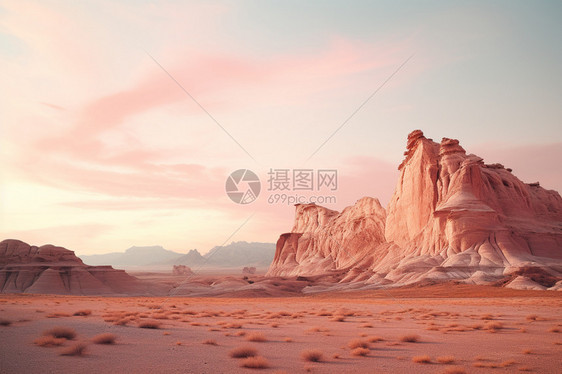 粉红色的梦幻沙漠景观图片