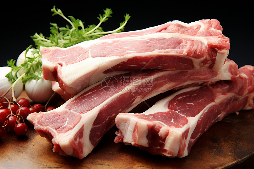 新鲜的生鲜猪肉排骨图片