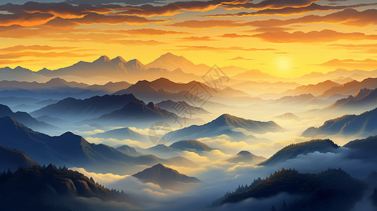 日出山间云海的美丽景观图片