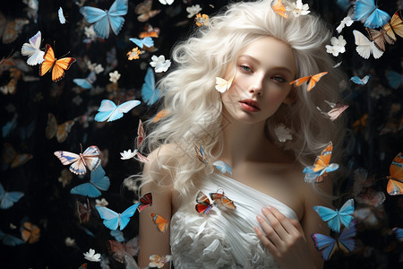 唯美艺术感的蝴蝶少女图片